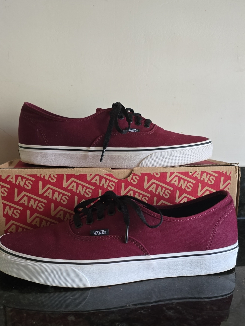 Vans Men’s Canvas Sneakers in Wine with Black Laces